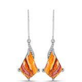 Cercei din Argint 925 ( 3.11 grame ) cu Jaspul "Lion's Paw" și Topaz Alb 6.06 Carate