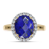 Inel din Argint 925 Placat cu Aur ( 3.79 grame ) cu Lapis Lazuli și Topaz Alb 5.28 Carate