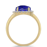 Inel din Argint 925 Placat cu Aur ( 3.79 grame ) cu Lapis Lazuli și Topaz Alb 5.28 Carate