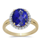 Inel din Argint 925 Placat cu Aur ( 3.79 grame ) cu Lapis Lazuli și Topaz Alb 5.28 Carate