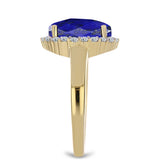 Inel din Argint 925 Placat cu Aur ( 3.79 grame ) cu Lapis Lazuli și Topaz Alb 5.28 Carate