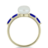 Inel din Argint 925 Placat cu Aur ( 2.05 grame ) cu Lapis Lazuli și Perlă de Apă Dulce Albă 3.08 Carate
