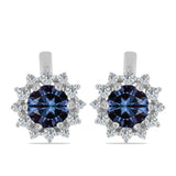 Cercei din Argint 925 ( 3.65 grame ) cu Moissanite Violet Imperial și Topaz Alb 2.62 Carate