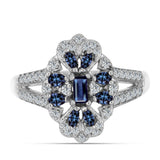 Inel din Argint 925 ( 4.85 grame ) cu Moissanite Violet Imperial și Topaz Alb 0.77 Carate