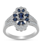 Inel din Argint 925 ( 4.85 grame ) cu Moissanite Violet Imperial și Topaz Alb 0.77 Carate