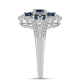 Inel din Argint 925 ( 4.85 grame ) cu Moissanite Violet Imperial și Topaz Alb 0.77 Carate