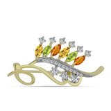 Broşă din Argint 925 Placat cu Aur ( 3.87 grame ) cu Safir Curcubeu și Topaz Alb 1.29 Carate