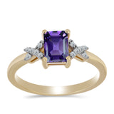 Inel din Argint 925 Placat cu Aur ( 2.39 grame ) cu Ametist Marocan și Topaz Alb 1.04 Carate