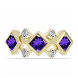 Inel din Argint 925 Placat cu Aur ( 3.84 grame ) cu Ametist Marocan și Topaz Alb 1.08 Carate