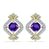 Cercei din Argint 925 Placat cu Aur ( 3.64 grame ) cu Ametist Marocan și Topaz Alb 1.47 Carate