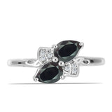 Inel din Argint 925 ( 2.46 grame ) cu Obsidian și Topaz Alb 1.1 Carate