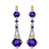 Cercei din Argint 925 Placat cu Aur ( 4.34 grame ) cu Ametist Marocan și Topaz Alb 3.81 Carate