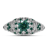 Inel din Argint 925 ( 2.83 grame ) cu Moissanite verde-albăstrui marin 1.18 Carate