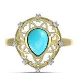 Inel din Argint 925 Placat cu Aur ( 3.3 grame ) cu Turcoaz ”Frumoasa Adormită” și Topaz Alb 1.17 Carate
