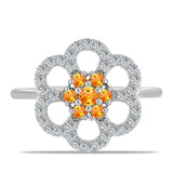 Inel din Argint 925 ( 3.02 grame ) cu Safir Padparadscha și Topaz Alb 1.01 Carate