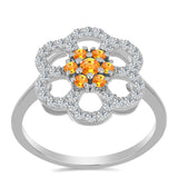 Inel din Argint 925 ( 3.02 grame ) cu Safir Padparadscha și Topaz Alb 1.01 Carate