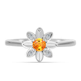 Inel din Argint 925 ( 2.75 grame ) cu Safir Padparadscha și Topaz Alb 0.34 Carate