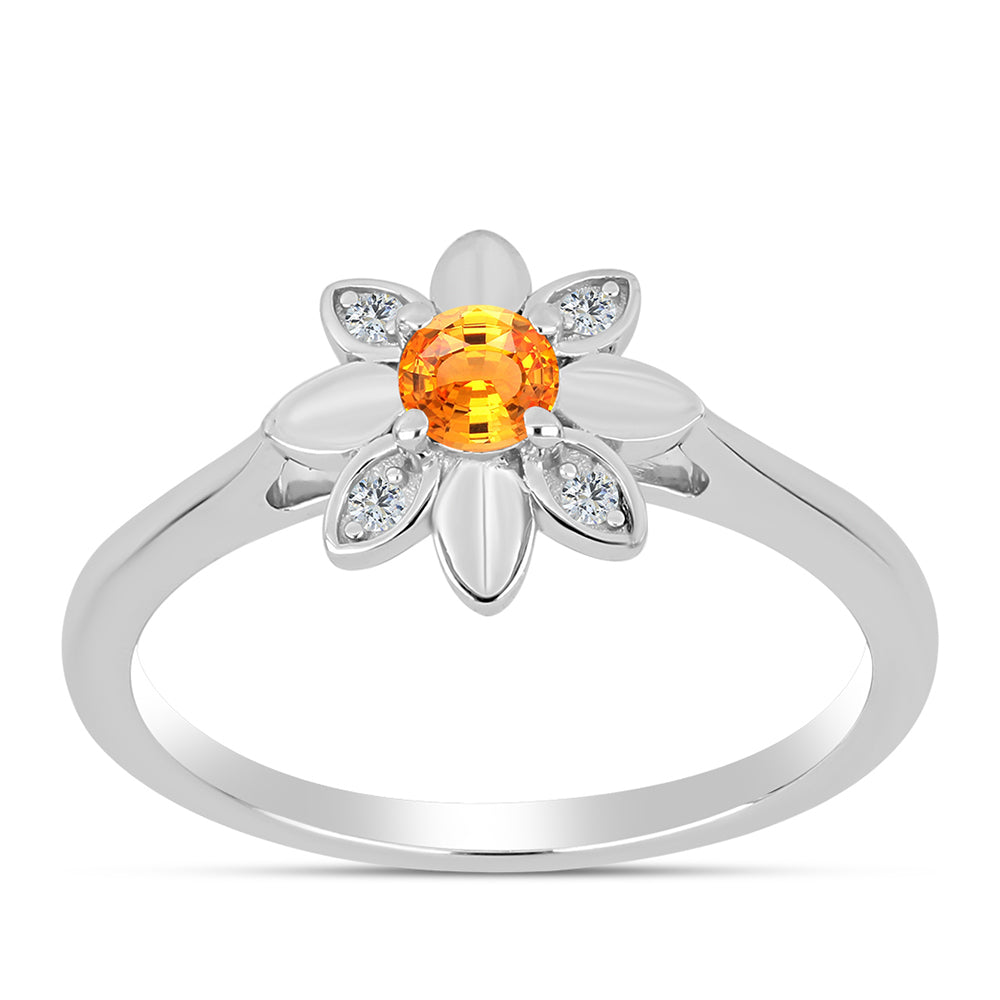 Inel din Argint 925 ( 2.75 grame ) cu Safir Padparadscha și Topaz Alb 0.34 Carate