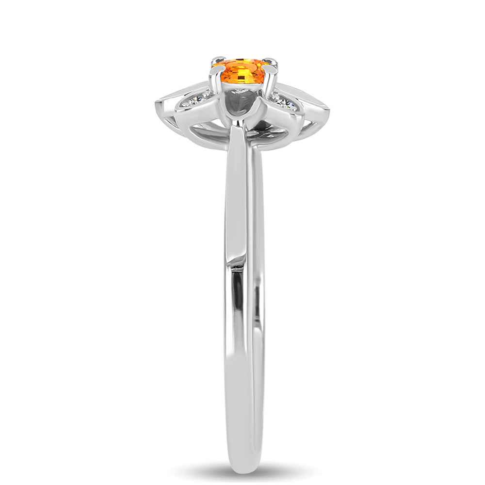 Inel din Argint 925 ( 2.75 grame ) cu Safir Padparadscha și Topaz Alb 0.34 Carate