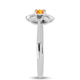Inel din Argint 925 ( 2.75 grame ) cu Safir Padparadscha și Topaz Alb 0.34 Carate
