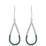 Cercei din Argint 925 ( 3.11 grame ) cu Moissanite verde-albăstrui marin 0.5 Carate