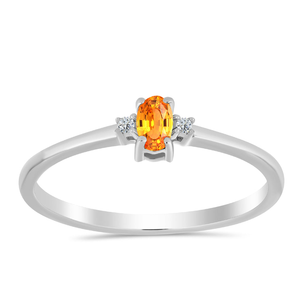 Inel din Argint 925 ( 1.42 grame ) cu Safir Padparadscha și Topaz Alb 0.32 Carate