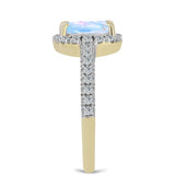 Inel din Argint 925 Placat cu Aur ( 2.55 grame ) cu Piatra Lunii Curcubeu și Topaz Alb 1.05 Carate