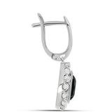 Cercei din Argint 925 ( 4.91 grame ) cu Obsidian și Perlă de Apă Dulce Albă 4.69 Carate