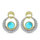 Cercei din Argint 925 Placat cu Aur ( 3.66 grame ) cu Turcoaz ”Frumoasa Adormită” și Topaz Alb 0.93 Carate