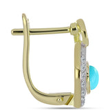 Cercei din Argint 925 Placat cu Aur ( 3.66 grame ) cu Turcoaz ”Frumoasa Adormită” și Topaz Alb 0.93 Carate
