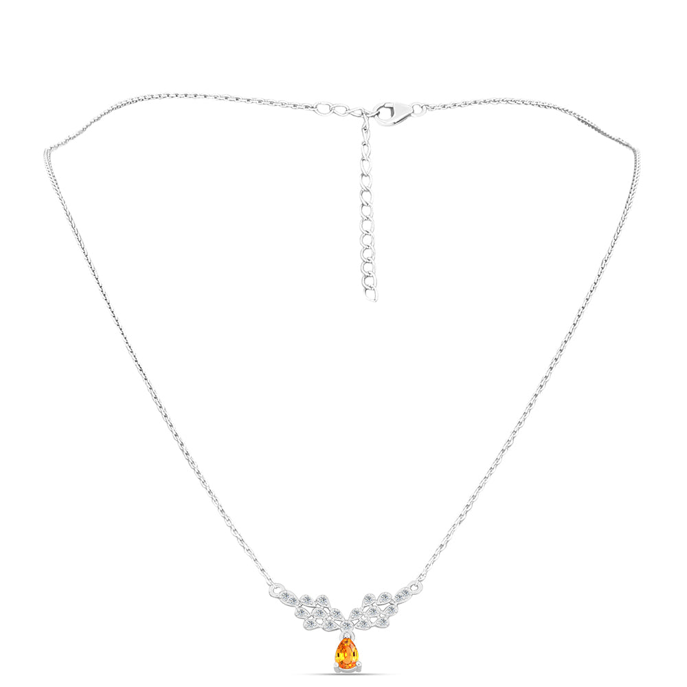 Colier din Argint 925 ( 3.3 grame ) cu Safir Padparadscha și Topaz Alb 0.68 Carate