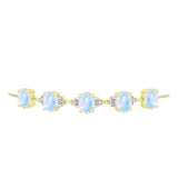 Brățară din Argint 925 Placat cu Aur ( 5.39 grame ) cu Piatra Lunii Curcubeu și Topaz Alb 5.94 Carate
