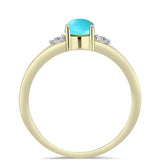Inel din Argint 925 Placat cu Aur ( 1.95 grame ) cu Turcoaz ”Frumoasa Adormită” și Topaz Alb 0.53 Carate
