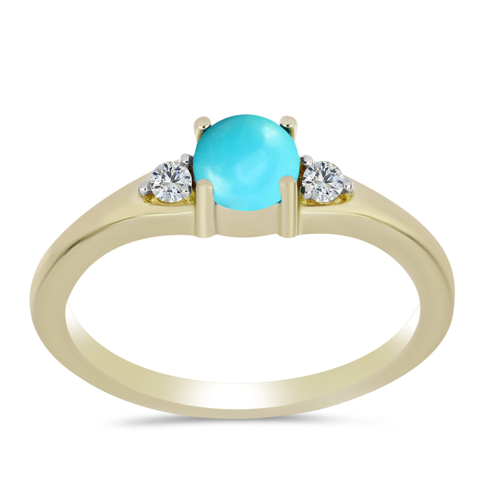 Inel din Argint 925 Placat cu Aur ( 1.95 grame ) cu Turcoaz ”Frumoasa Adormită” și Topaz Alb 0.53 Carate