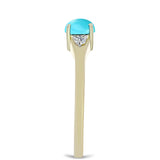 Inel din Argint 925 Placat cu Aur ( 1.95 grame ) cu Turcoaz ”Frumoasa Adormită” și Topaz Alb 0.53 Carate