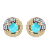 Cercei din Argint 925 Placat cu Aur ( 1.4 grame ) cu Turcoaz ”Frumoasa Adormită” și Topaz Alb 0.31 Carate