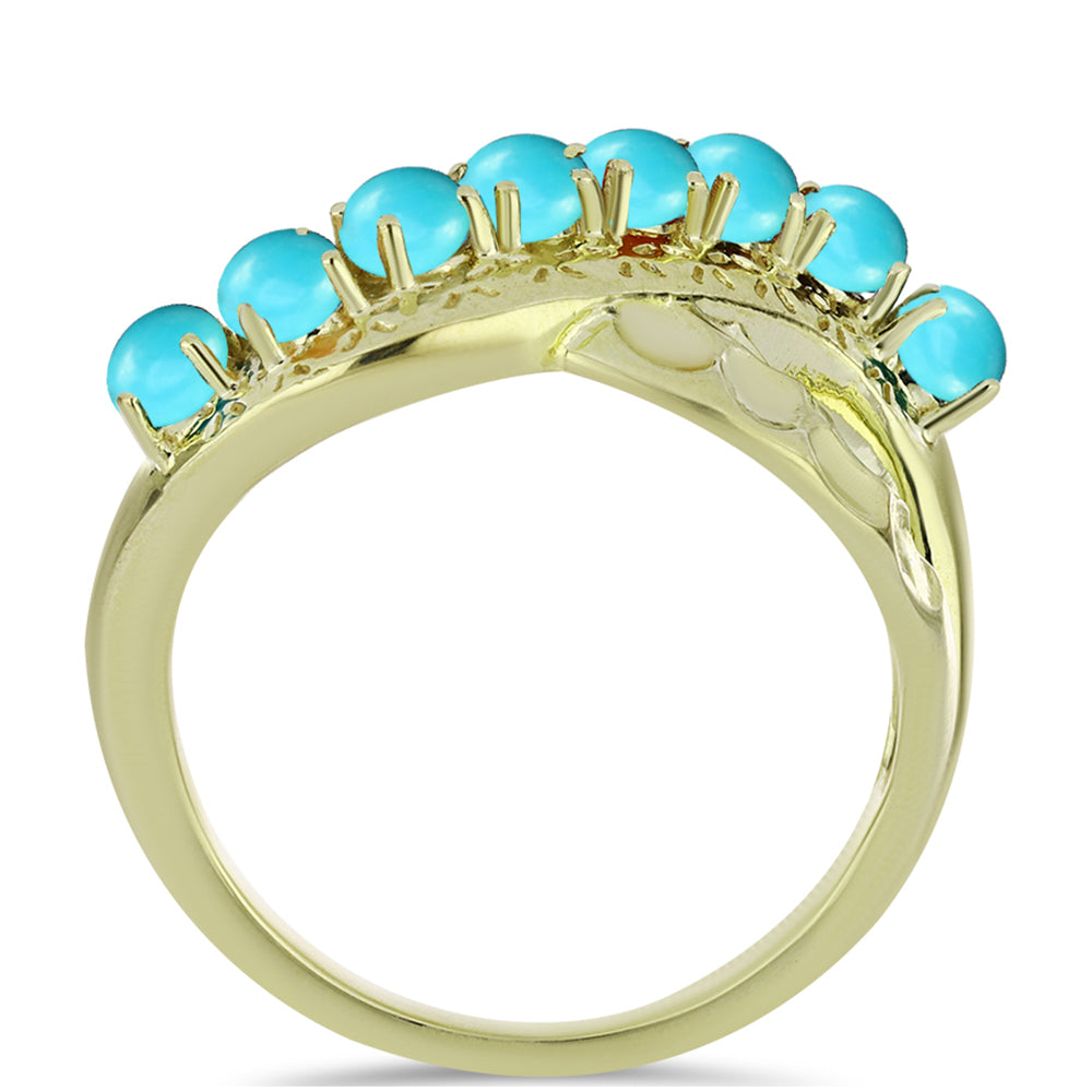 Inel din Argint 925 Placat cu Aur ( 4.62 grame ) cu Turcoaz ”Frumoasa Adormită” 0.81 Carate