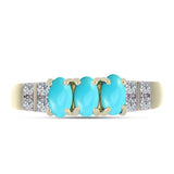 Inel din Argint 925 Placat cu Aur ( 2.53 grame ) cu Turcoaz ”Frumoasa Adormită” și Topaz Alb 0.65 Carate