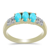 Inel din Argint 925 Placat cu Aur ( 2.53 grame ) cu Turcoaz ”Frumoasa Adormită” și Topaz Alb 0.65 Carate