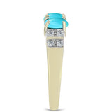 Inel din Argint 925 Placat cu Aur ( 2.53 grame ) cu Turcoaz ”Frumoasa Adormită” și Topaz Alb 0.65 Carate
