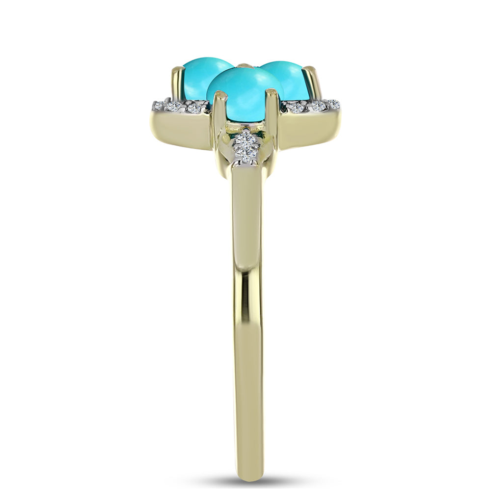 Inel din Argint 925 Placat cu Aur ( 2.34 grame ) cu Turcoaz ”Frumoasa Adormită” și Topaz Alb 1.38 Carate