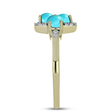 Inel din Argint 925 Placat cu Aur ( 2.34 grame ) cu Turcoaz ”Frumoasa Adormită” și Topaz Alb 1.38 Carate