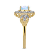 Inel din Argint 925 Placat cu Aur ( 3.51 grame ) cu Piatra Lunii Curcubeu și Topaz Alb 1.23 Carate