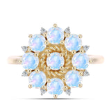 Inel din Argint 925 Placat cu Aur ( 3.84 grame ) cu Piatra Lunii Curcubeu și Topaz Alb 2.38 Carate