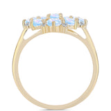 Inel din Argint 925 Placat cu Aur ( 3.84 grame ) cu Piatra Lunii Curcubeu și Topaz Alb 2.38 Carate