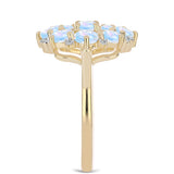 Inel din Argint 925 Placat cu Aur ( 3.84 grame ) cu Piatra Lunii Curcubeu și Topaz Alb 2.38 Carate
