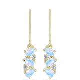 Cercei din Argint 925 Placat cu Aur ( 2.28 grame ) cu Piatra Lunii Curcubeu și Topaz Alb 1.41 Carate