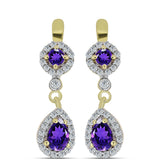 Cercei din Argint 925 Placat cu Aur ( 3.78 grame ) cu Ametist Marocan și Topaz Alb 1.51 Carate
