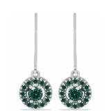 Cercei din Argint 925 ( 2.42 grame ) cu Moissanite verde-albăstrui marin 0.8 Carate