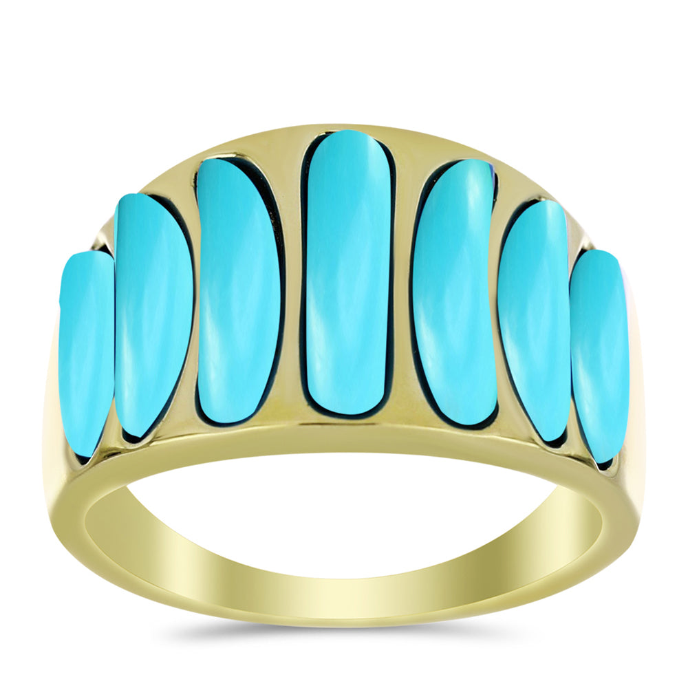 Inel din Argint 925 Placat cu Aur ( 7.14 grame ) cu Turcoaz ”Frumoasa Adormită” 3.36 Carate